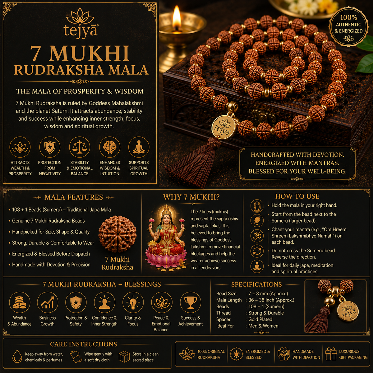 7 Mukhi Rudraksha Mala