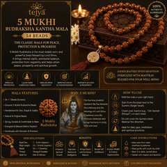 5 Mukhi Rudraksha Kantha Mala 54 Beads